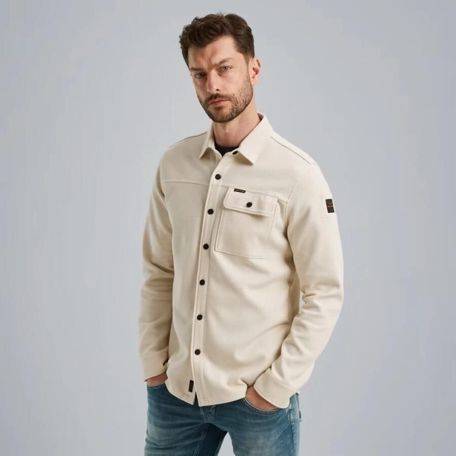 PME Legend Wafel Dubbelzijdig Jersey Overhemd Jas Beige Heren - Foto 6