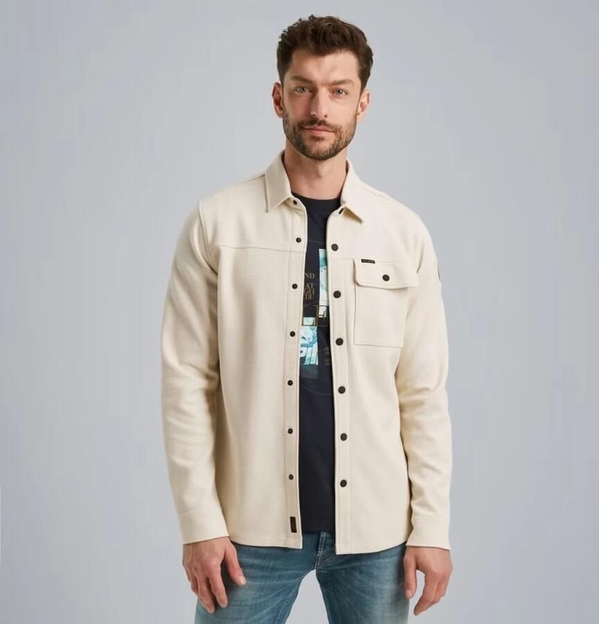 PME Legend Wafel Dubbelzijdig Jersey Overhemd Jas Beige Heren - Foto 5