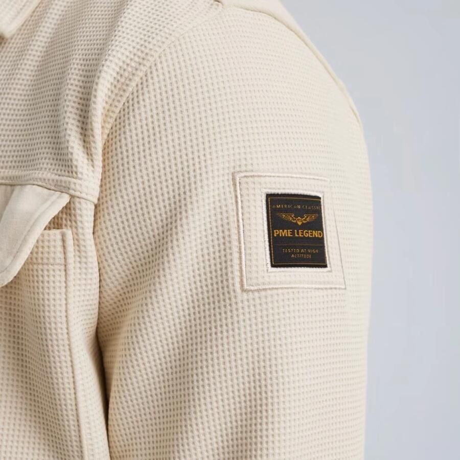 PME Legend Wafel Dubbelzijdig Jersey Overhemd Jas Beige Heren - Foto 2