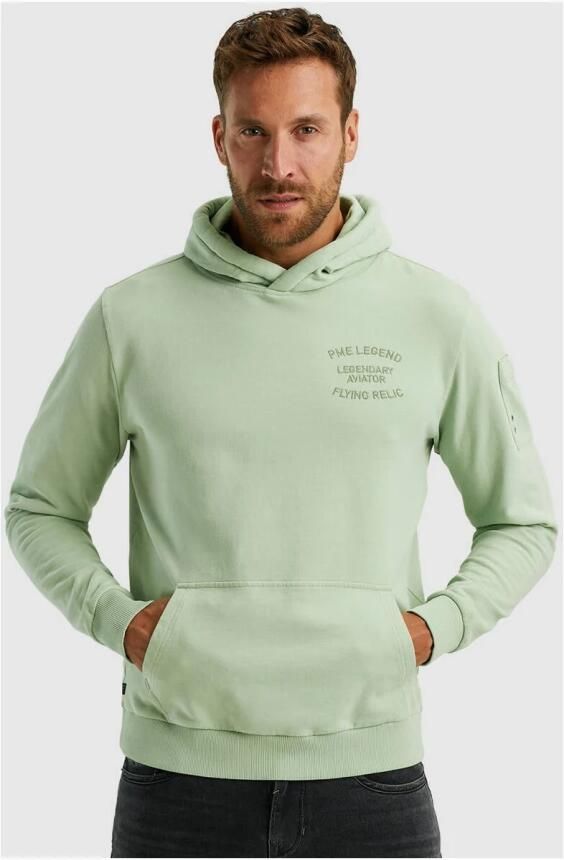 PME Legend Zachte Terry Geborstelde Hoodie Green Heren - Foto 2