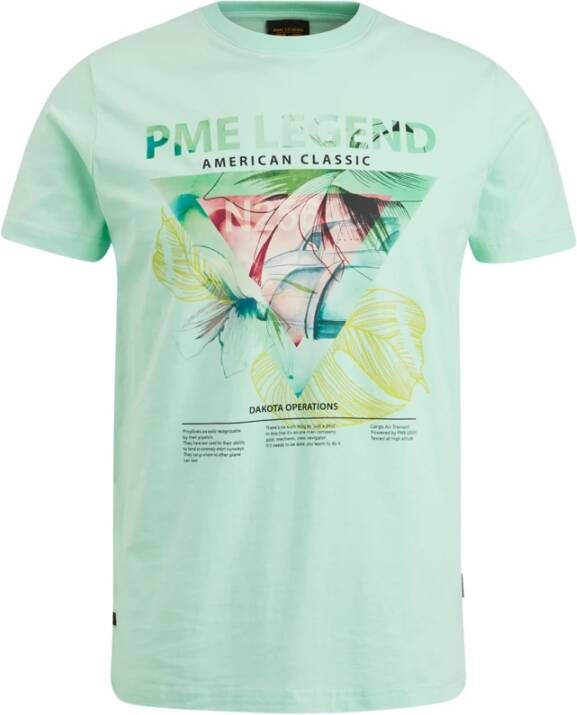 PME Legend T-Shirt- PME S S R-Neck Single Jersey Digitalprint Groen Heren