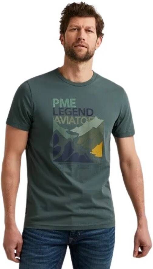 PME Legend Comfortabele Jersey T-shirt met Ronde Hals Green Heren