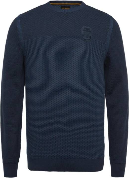 PME Legend Trui- PME R-Neck Cotton Plated Blauw