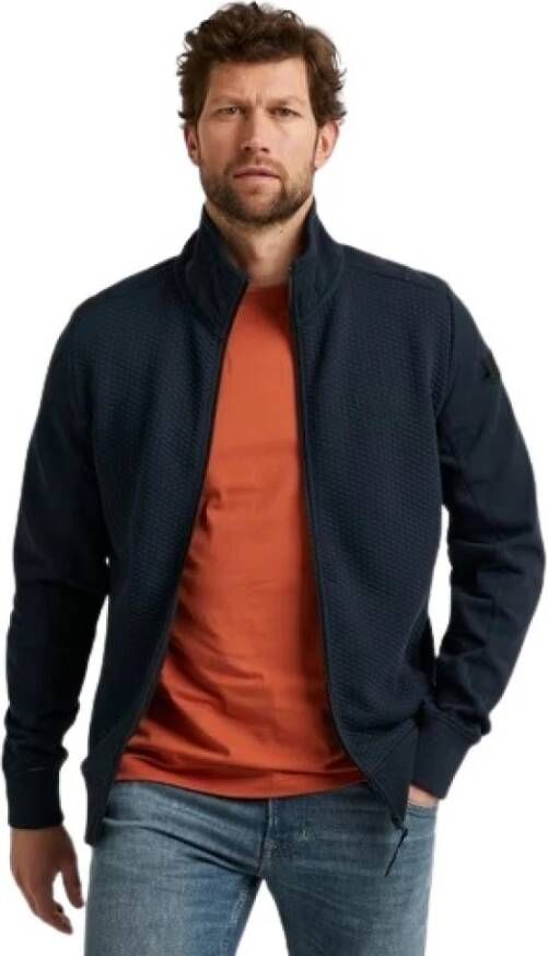 PME Legend Vest- PME ZIP Jacket Jacquard Interlock Sweat Blauw Heren