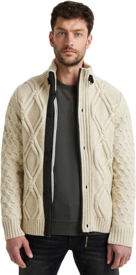 PME Legend Zip jacket heavy knit mixed yarn bone white Beige Heren