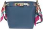 Pollini Blauwe Bucket Bag met Verstelbare en Afneembare Schouderband en Bloemensjaal Blauw Dames - Thumbnail 1