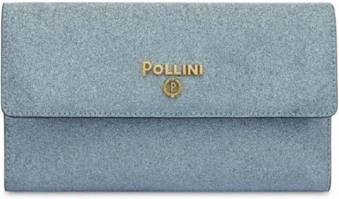 Pollini Blauwe Glitter Damesportemonnee met Afneembare Band Blauw Dames