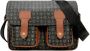 Pollini Grote Zwarte Messenger Schoudertas met Heritage Print en Bruine Inzetstukken Zwart Dames - Thumbnail 1