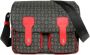 Pollini Grote Zwarte Messenger Schoudertas met Heritage Print en Rode Inzetstukken Zwart Dames - Thumbnail 1