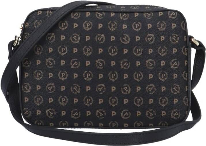 Pollini Elegante Schoudertas met Heritage Print en Zwarte Inzetstukken Black Dames