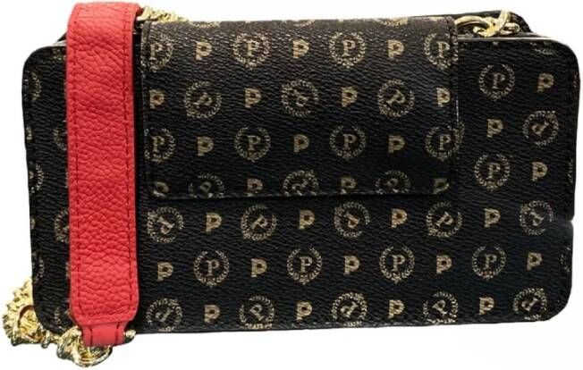 Pollini Heritage Zwart Logo Schoudertas voor Dames Zwart Dames