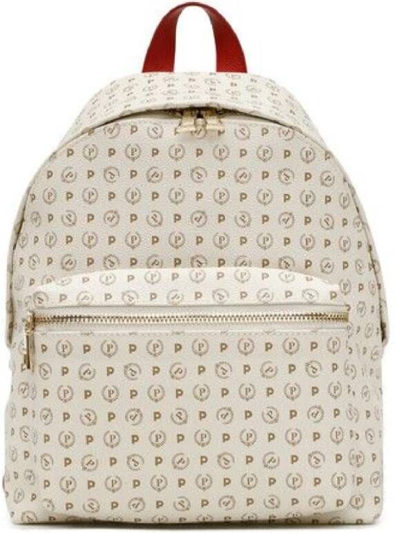Pollini Ivoor Heritage Print Rugzak met Voorritsvak White Dames