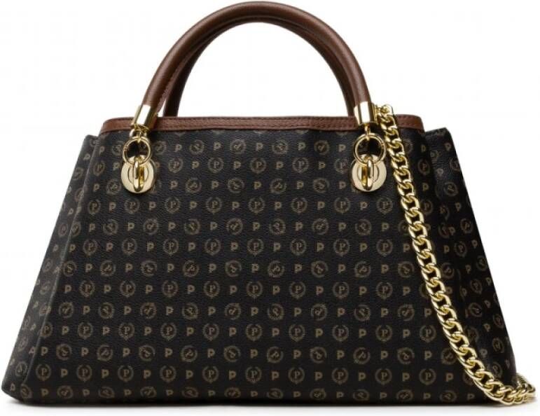 Pollini Klassieke Heritage Logo Dubbele Handtas Zwart Dames