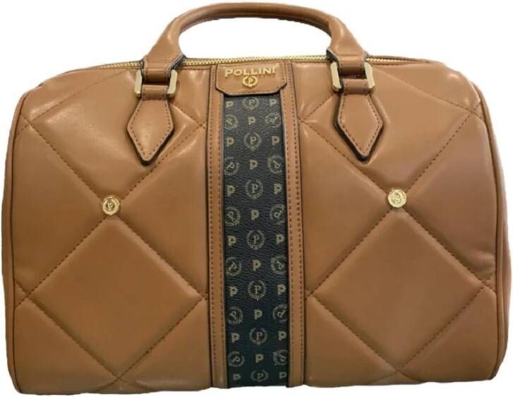 Pollini Moderne leren handtas met iconisch logo Bruin Dames