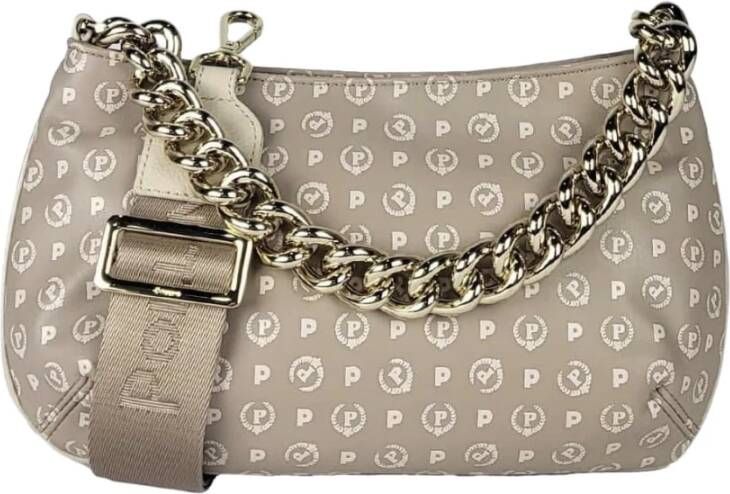 Pollini Monogram Soft Touch Clutch met Portemonnee Beige Dames