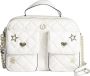 Pollini Witte Glanzende Schoudertas met Twee Klepzakken en Gouden Metalen Details White Dames - Thumbnail 1