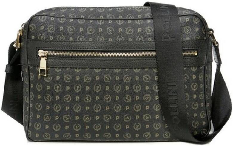 Pollini Zwarte Heritage Print Messenger Schoudertas Zwart Dames