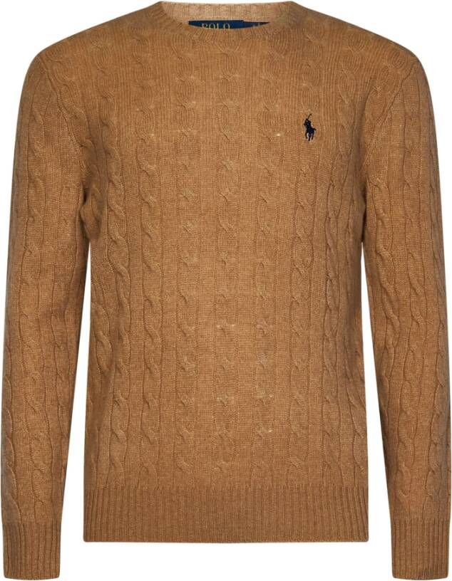 Ralph Lauren Bruine Sweater van Kasjmier en Wol met Iconisch Pony Logo Brown Heren