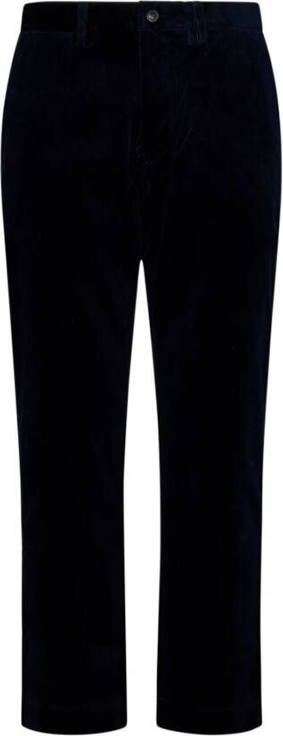 Ralph Lauren Blauwe Corduroy Tapered Broek met Logo Borduursel Blauw Heren