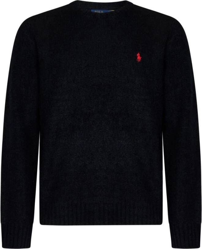 Ralph Lauren Zwarte gebreide trui met logo borduursel Black Heren