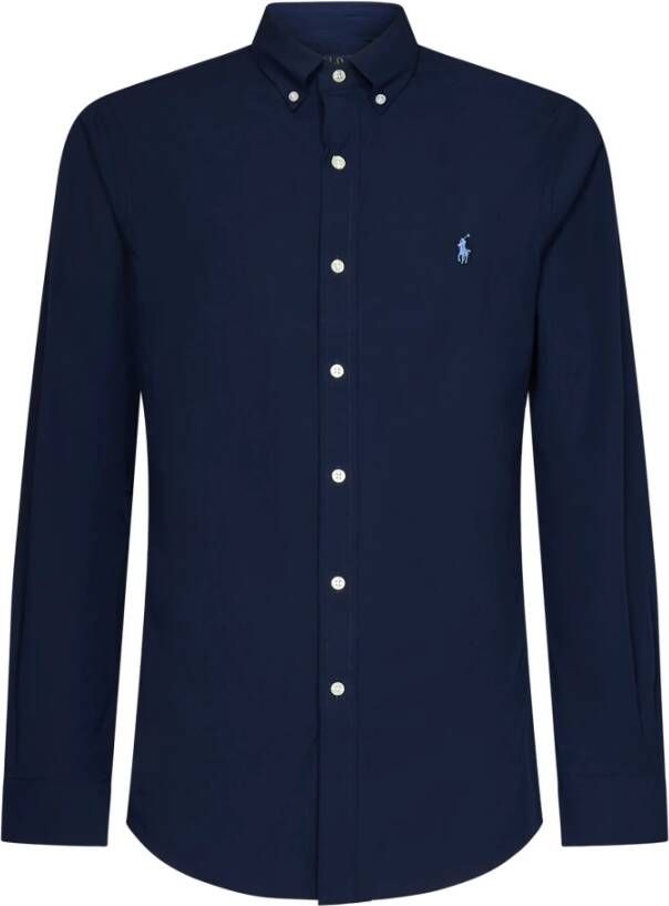 Polo Ralph Lauren Blauw Slim-Fit Overhemd met Button-Down Kraag Blue Heren