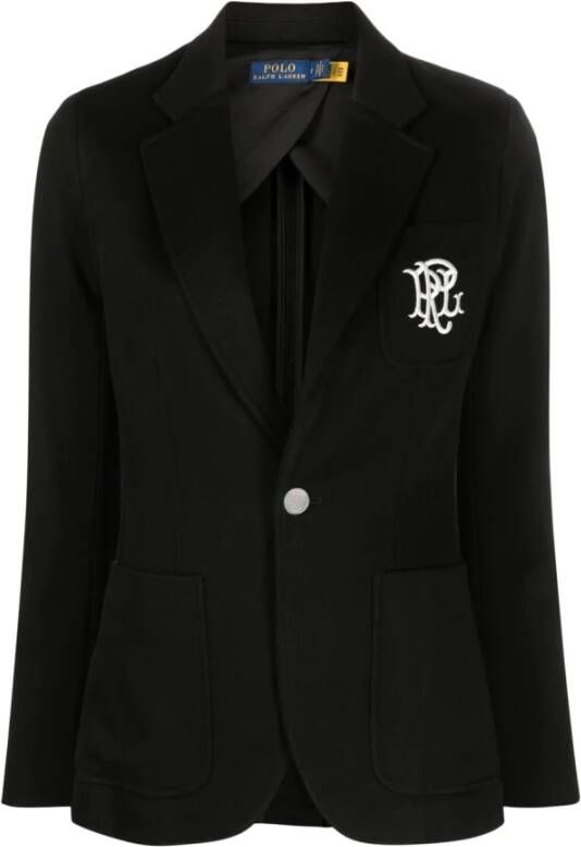 Polo Ralph Lauren Zwarte Geborduurde Logo Blazer Black Dames