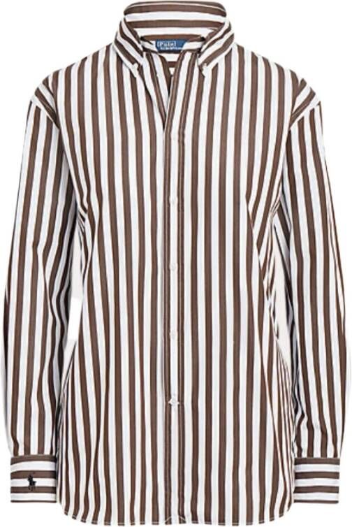 Polo Ralph Lauren Overhemd met knoopsluiting lange mouwen Brown Dames