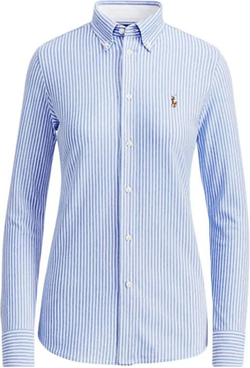 Polo Ralph Lauren Slim Fit Gestreept Oxford Polo Shirt Blue Dames