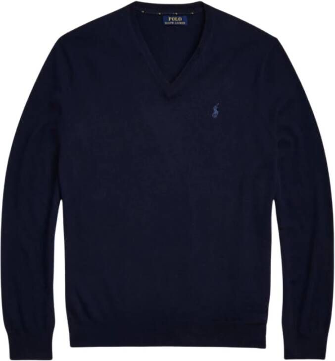 Polo Ralph Lauren Heren V-Hals Trui Slim Fit Lange Mouwen Blauw Heren