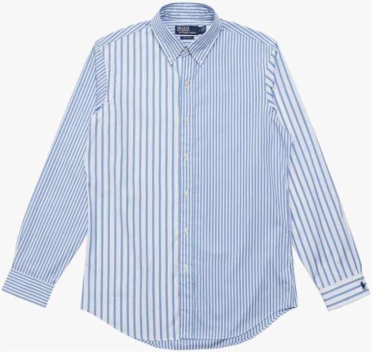 Polo Ralph Lauren Klassieke Gestreepte Op Maat Gemaakte Shirt Blauw Heren