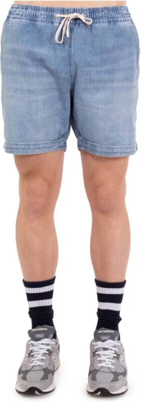 Polo Ralph Lauren Shorts Elastische Taille Denim Shorts met Pony Logo Blue Heren