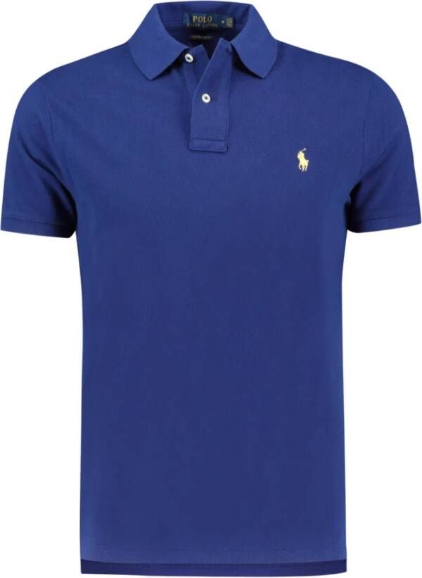 Polo Ralph Lauren Men Polo Shirt Custom Slim Fit Short Arm Blauw Heren