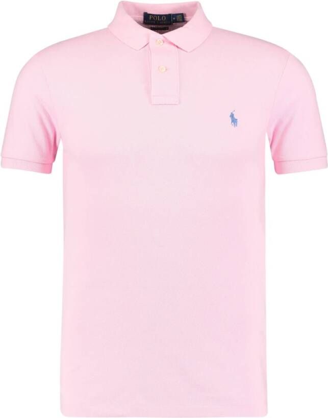 Polo Ralph Lauren Polo shirt met logo borduursel en geribbelde kraag en manchetten Pink Heren