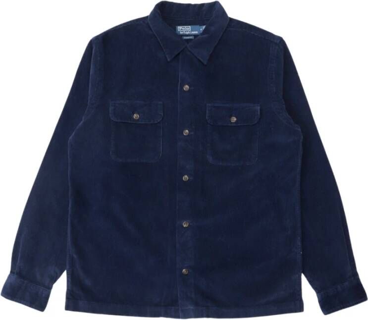 Polo Ralph Lauren Navy Cord Overhemd Klassieke Pasvorm Blauw Heren