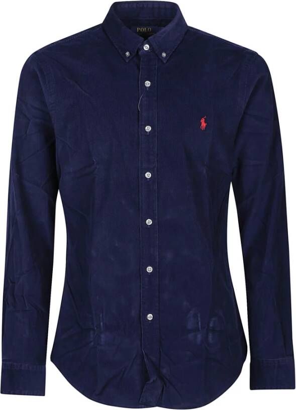 Polo Ralph Lauren Navy Langarm Sportshirt Blauw Heren