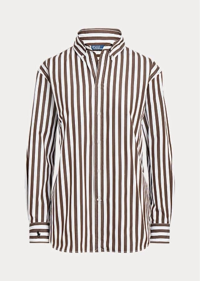 Polo Ralph Lauren Overhemd met knoopsluiting lange mouwen Bruin Dames