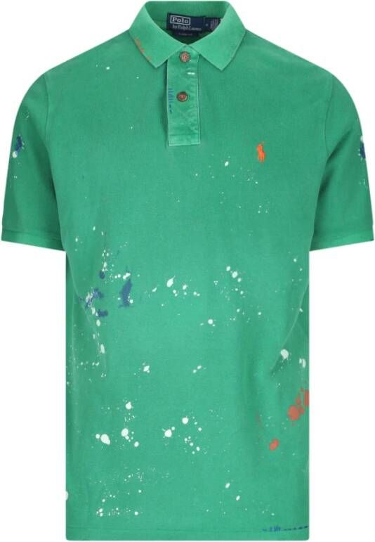 Polo Ralph Lauren Klassiek Poloshirt met Uniek Multicolor Spray Effect Green Heren