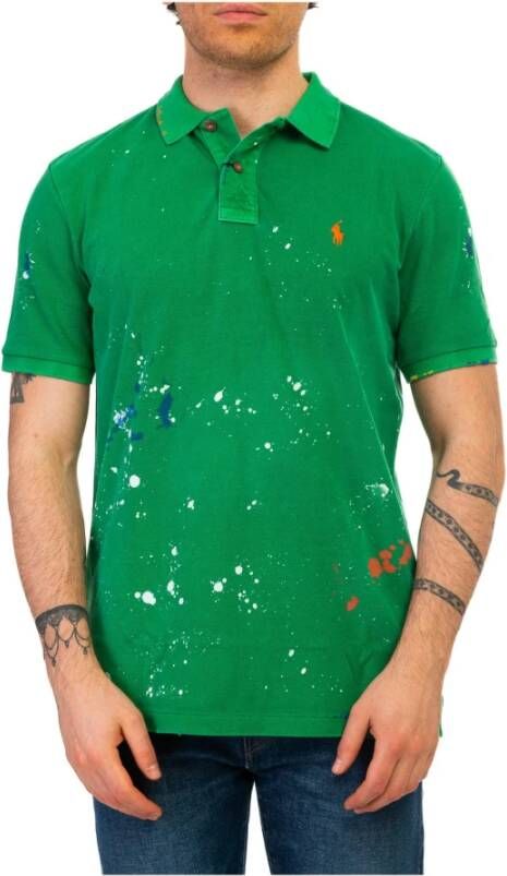 Polo Ralph Lauren Klassiek Poloshirt met Uniek Multicolor Spray Effect Green Heren
