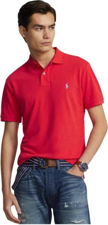 Ralph Lauren Rood Slim Fit Polo Shirt met Korte Mouwen Red Heren