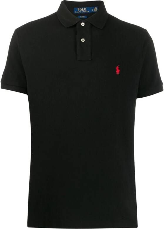 Polo Ralph Lauren Zwart Katoenen Piquet Polo Shirt Black Heren