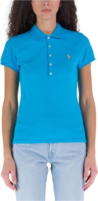 Ralph Lauren Blauw Polo Shirt met Iconisch Pony Borduurwerk voor Vrouwen Blue Dames