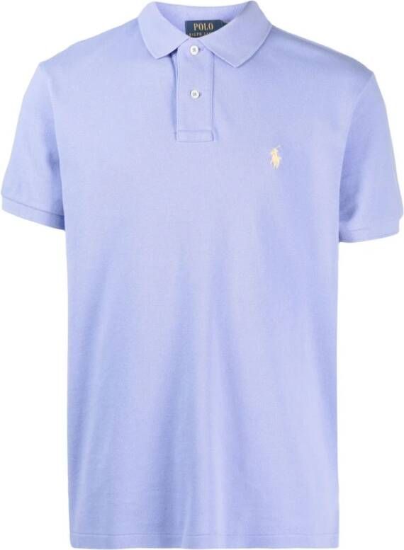 Polo Ralph Lauren Polo shirt met logo borduursel en geribbelde kraag en manchetten Blue Heren