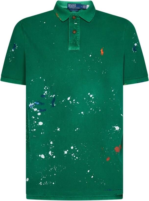 Polo Ralph Lauren Klassiek Poloshirt met Uniek Multicolor Spray Effect Green Heren