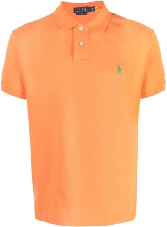 Ralph Lauren Oranje Polo Shirt Korte Mouw Slim Fit Orange Heren