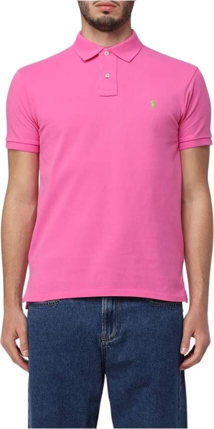 Ralph Lauren Slim Fit Poloshirt met geborduurd logo Pink Heren