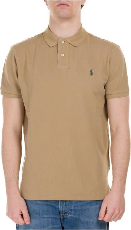 Polo Ralph Lauren Custom Slim Fit Polo Shirt Brown Heren