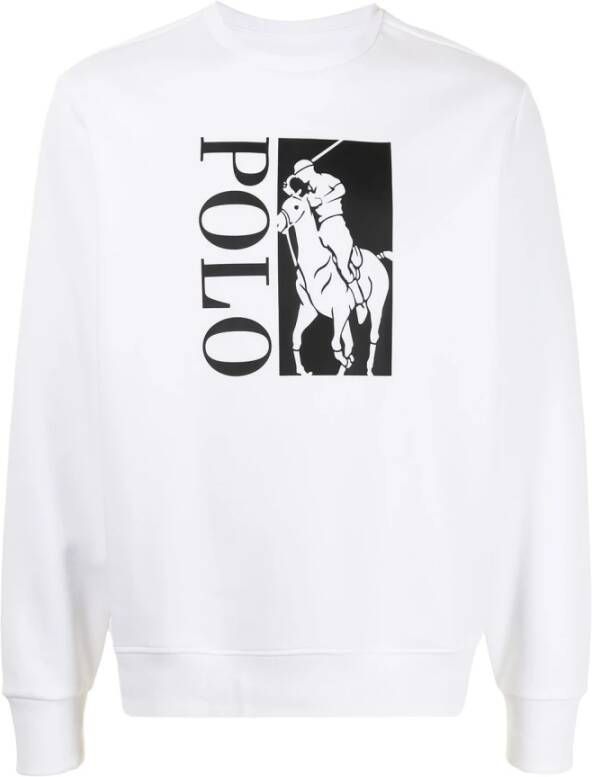 Polo Ralph Lauren Pony -logo dubbel gebreide sweatshirt Wit Heren