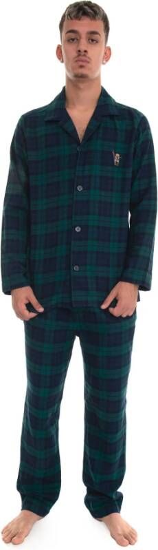 Polo Ralph Lauren Glencheck Pyjama met Knopen voor Heren Green Heren