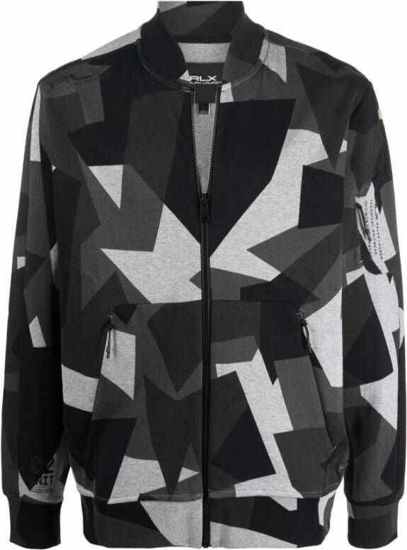 Polo Ralph Lauren Geometrische Bomberjack Zwart Rits Sluiting Black Heren