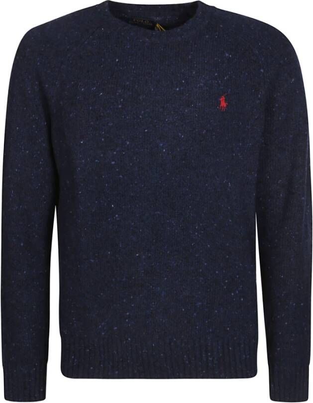 Ralph Lauren Donkerblauwe Wollen Trui met Iconische Pony Borduursel Blue Heren